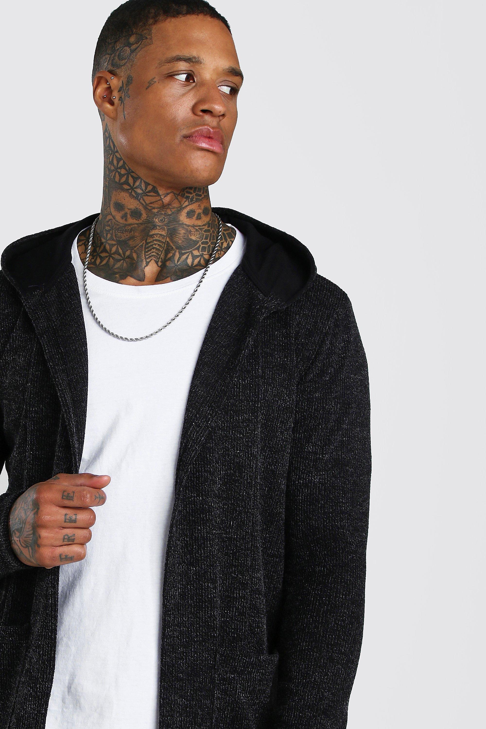 Mens knitted hooded cardigan hot sale